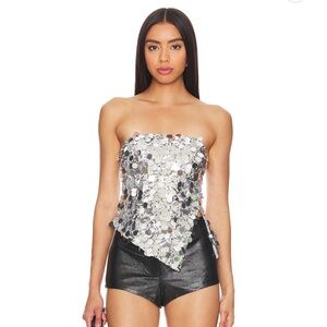 superdown Cordilla Silver Sequin Strapless Top - never worn